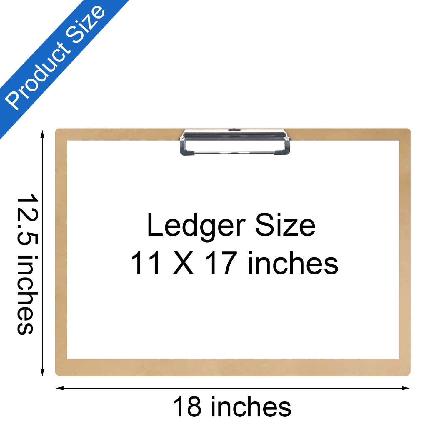 Acocony 11x17 Clipboard Landscape Extra Large Clipboard Hardboard Low Profile Clip 11 x 17 Clipping Board MDF Pack of 1