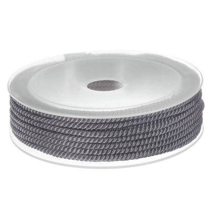 HARFINGTON Twisted Nylon Twine Thread Beading Cord 3mm 7M/23 Feet Extra-Strong Braided Nylon String for Crafting Bracelets Jewelry Making, Grey