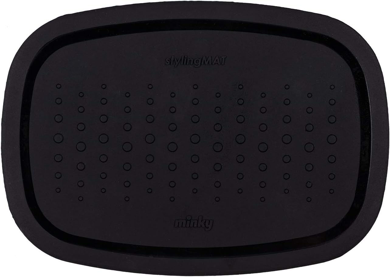 Minky Homecare Silicone Mat for Hair Tools - Heat Resistant Curling Iron & Flat Iron Holder, 5 x 7 Inches, Black