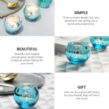 PACKOVE 12pcs Blue Patterned Glass Candle Holder Set Small Round Hollow Candle Cups for Home Décor and Tea Light