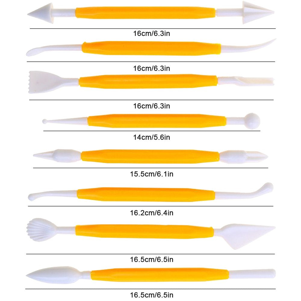 DaKuan Fabulous Cake Scraper Smoother and Fondant Kit - 6 Pcs Decorative Scrapers Polisher and 16 Pcs Modeling and Sculpting Tools