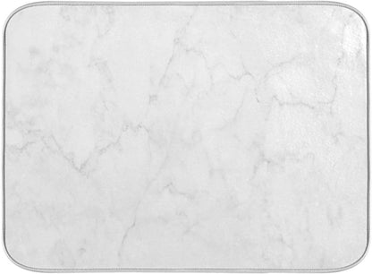 White Marble Dish Drying Mat for Kitchen, Easy Clean Dishwasher Safe Heat Resistant Eco-Friendly Countertop Mat, 16 x