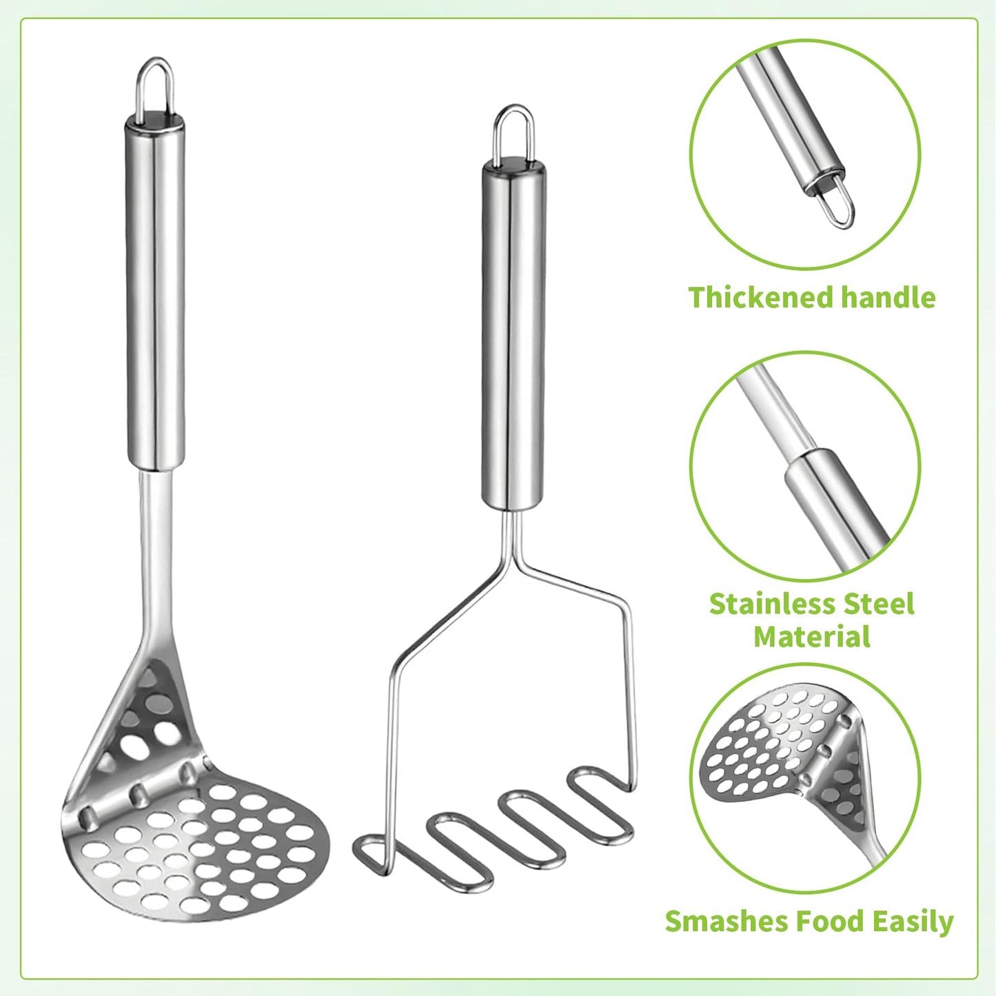 3-in-1 Avocado Slicer Tool,Stainless Steel Avocado Cutter with 2pcs Potato Masher- Multi-Function Avocado Tool for Slicing,Scooping Pit Removal Kitchen Too