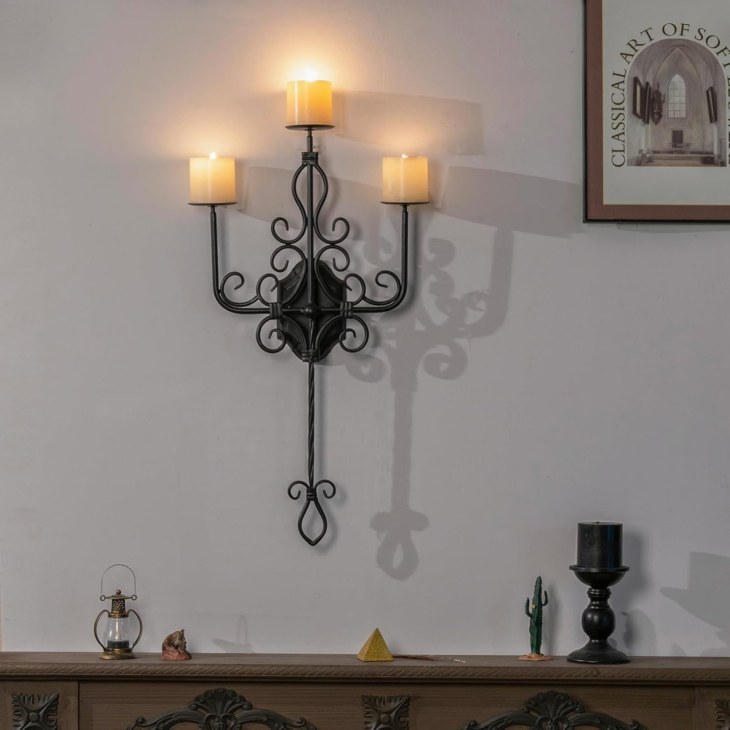 Holder3 RoomSet 1 Large Wall Sconce Candle Iron Candelabra,Gothic Victorian Metal Wall DecorOversized Wall Candle
