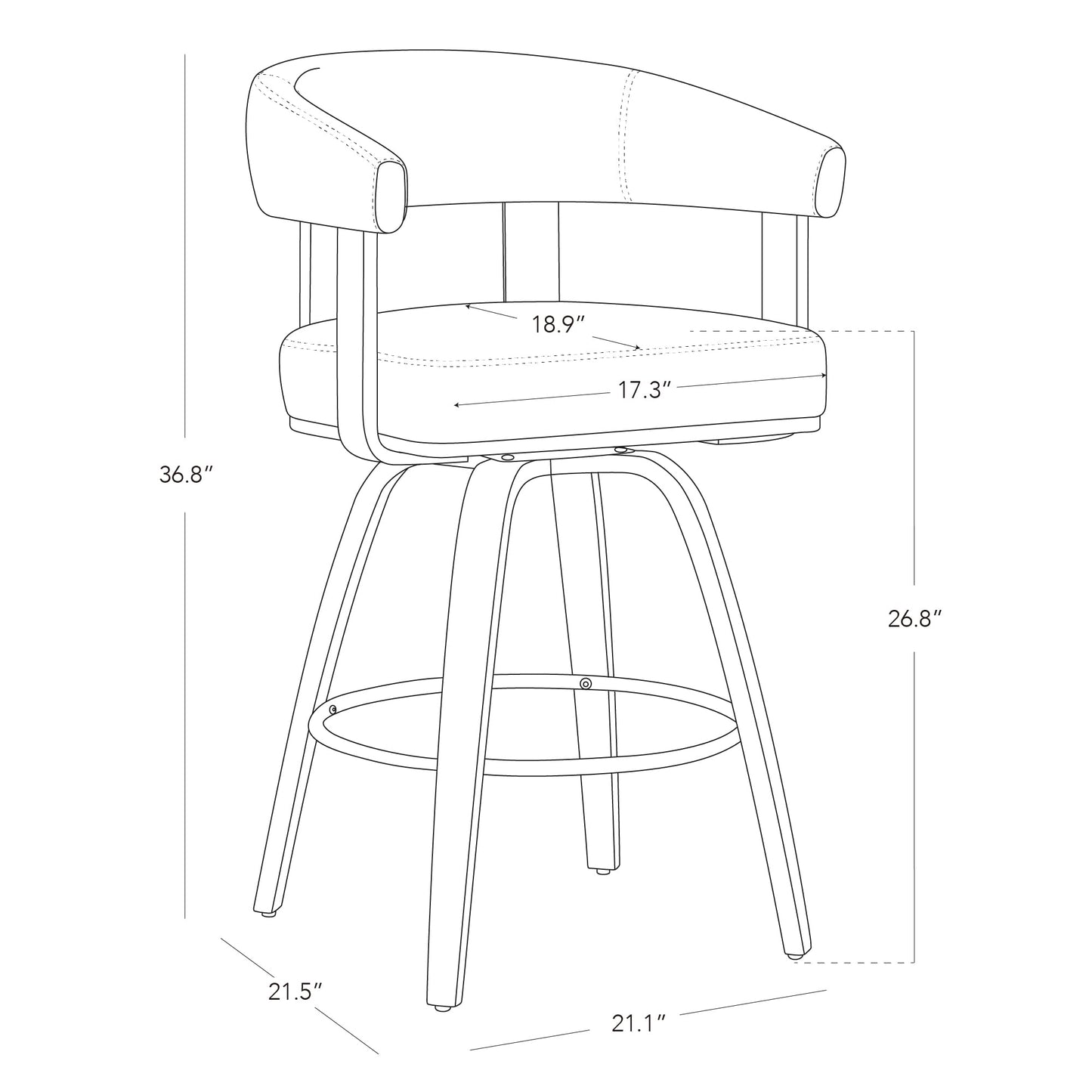CHITA Swivel Counter Height Barstools Set of 2, FSC Certified Polyester Upholstered Bar Stools with Back and Armrest for Kitchen Island Home Bar, 27" Seat Height, Cream with Walnut Frame
