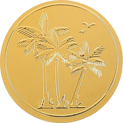 CRASPIRE Palm Coconut Tree Stickers 2" Gold Envelope Seals 100pcs Summer Sea Seagull Beach Embossed Foil Seals Adhesive Seal Stickers Label for Wedding Invitations Card Making Gift Packaging