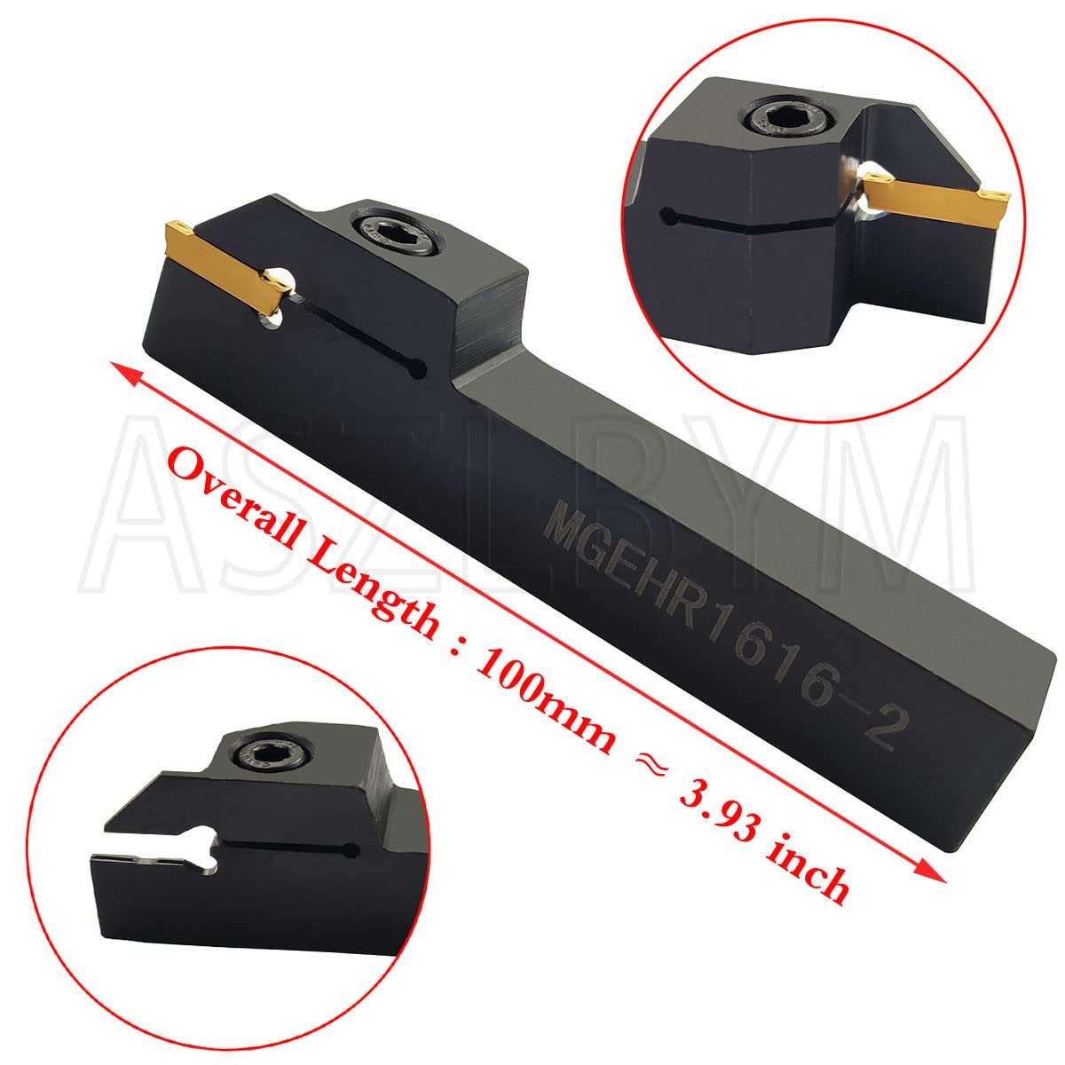 ASZLBYM Lathe Grooving Tool Holder Grooving Cut-Off Tool Holder MGEHR1616-2 With 11pcs MGMN200-G Indexable Carbide Grooving Inserts