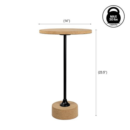 JONATHAN Y END1002A Calix 23.5" Contemporary Minimalist Metal/Cork Round End Table, Light Brown/Black Drink Table for Living Room, Bedroom, Office, Bathroom
