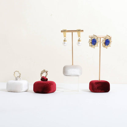 CHISTOR Velvet Earring T Bar Stand Jewelry Display, Earring Display Holder for Selling, Jewelry Storage Organizer【Beige】