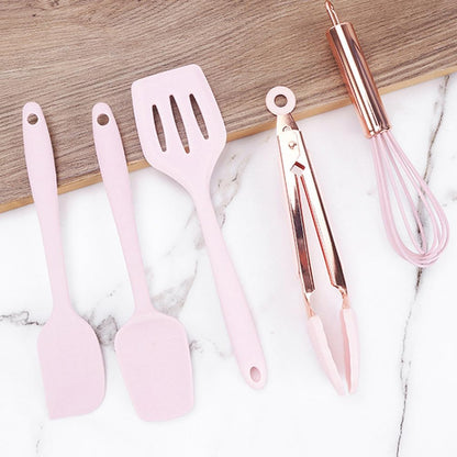 Amosfun 5pcs Mini Kitchen Utensil Set, Kids Kitchen Tools Learning Toy Whisk, Spatula, Tongs, Spoon
