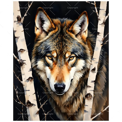 Wildlife Paint by Numbers Kit for Adults - DIY Wolf Close-Up Painting on Canvas 16x20 Inches, Acrylic Paint Set, Suitable for Beginners, Art for Home Decoration or Gifts