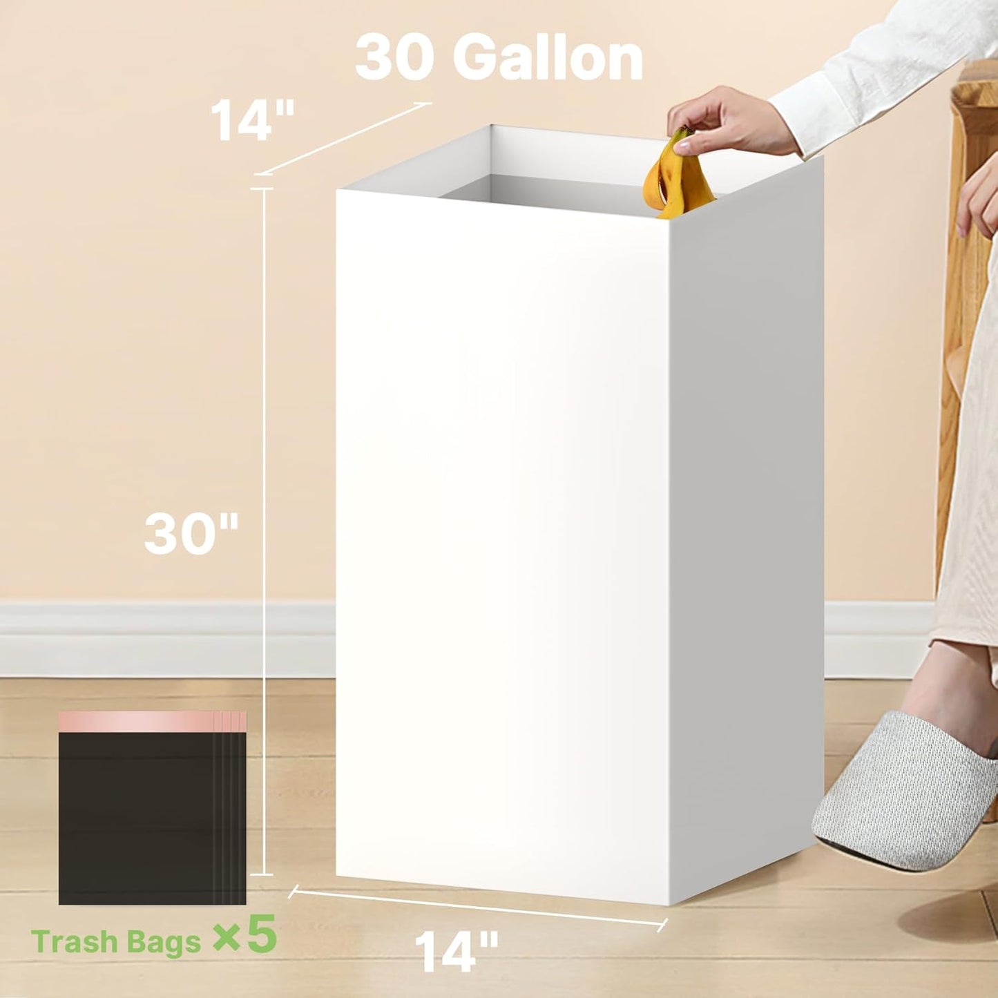 4 Pack 30 (30" 14" 14" Magicheap Extra Large Disposable Trash Cans, Reusable Portable Garbage Can, Gallon H x W x D)