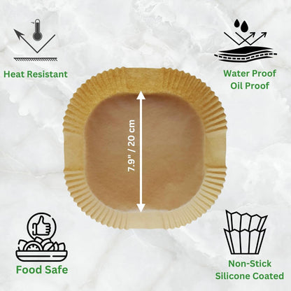 Air Fryer Liners Disposable, Non Stick Parchment Paper for Baking, 100 Pcs Square 7.9"