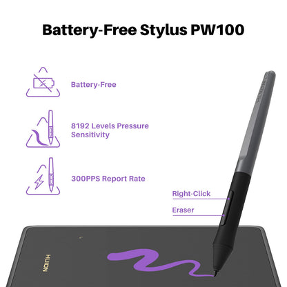 HUION H420X OSU Tablet Graphic Drawing with 8192 Levels Pressure Battery-Free Stylus, 4.17x2.6 inch Digital Tablet Compatible with Window/Mac/Linux/Android for OSU Game, Online Teaching