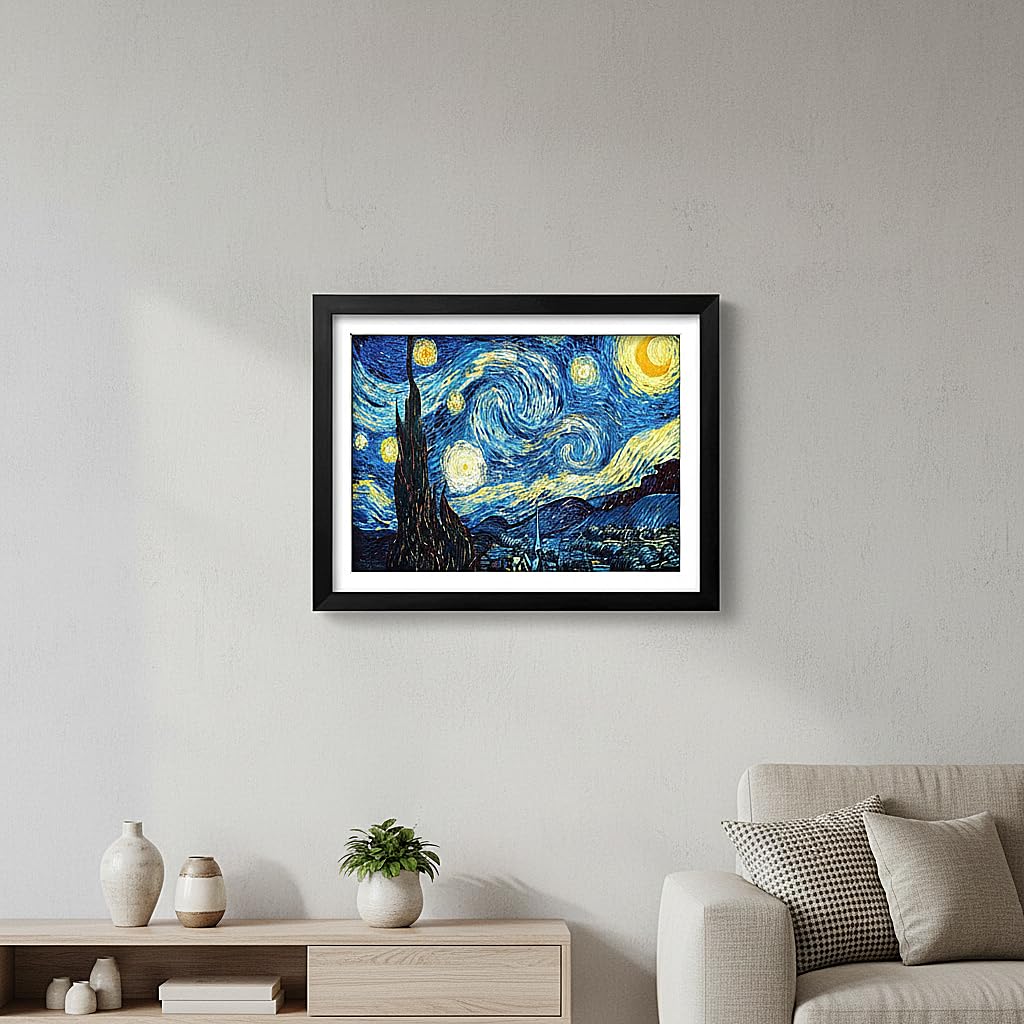 NIHO-JIUMA Van Gogh Starry Night 5D Diamond Painting Kits, DIY Full Drill Diamond Art Gift for Adults & Teens, Home Wall Decoration (40 X 50 cm / 16 X 20 inches)