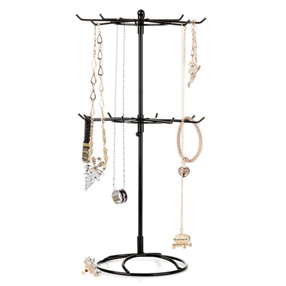 2 Tier Jewelry Display Holder,Retail Spinner Display Stand,Rotating Bracelet Storage Rack,Dressing Table,Black