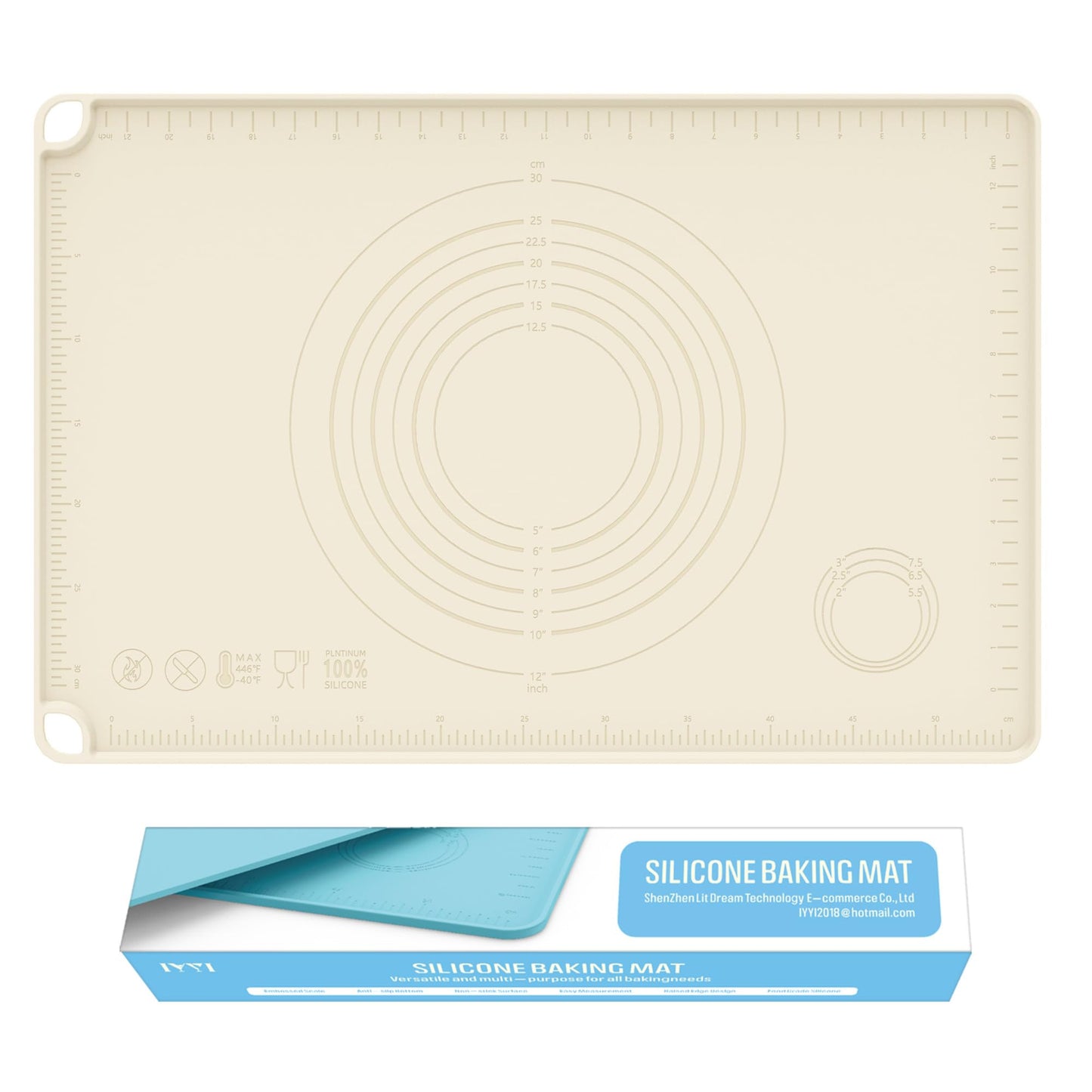 Silicone Baking Mat, Dough Rolling Mat, Pastry Mat for Rolling Dough, Silicone Rolling Mats for Pizza, Pie, Macaron, Bread (Beige, 24"×16")