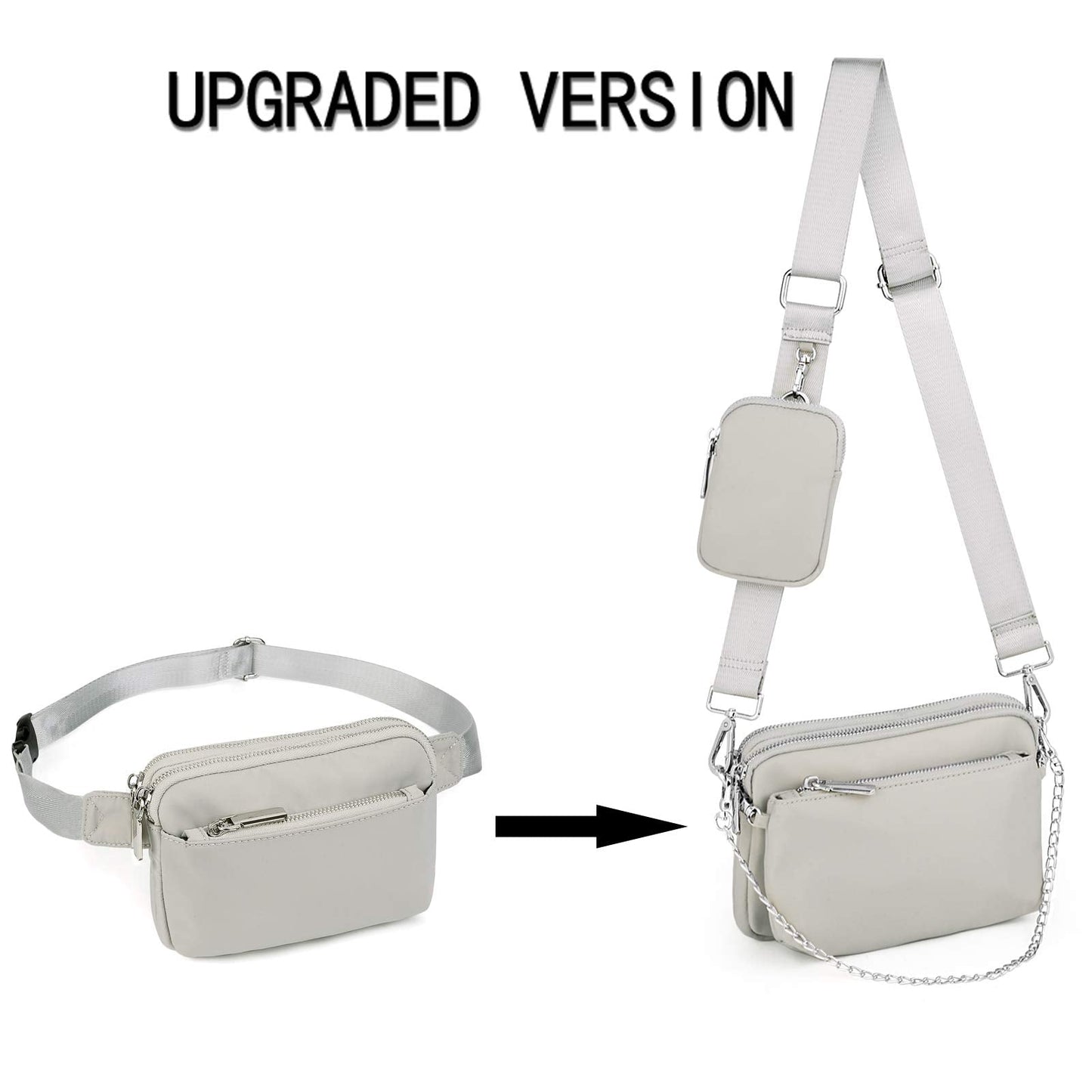UTO Small Crossbody Bags for Women 3 in 1 Trendy Belt Purse Fashion Designer Mini Cute Sling Fanny Chest Pack