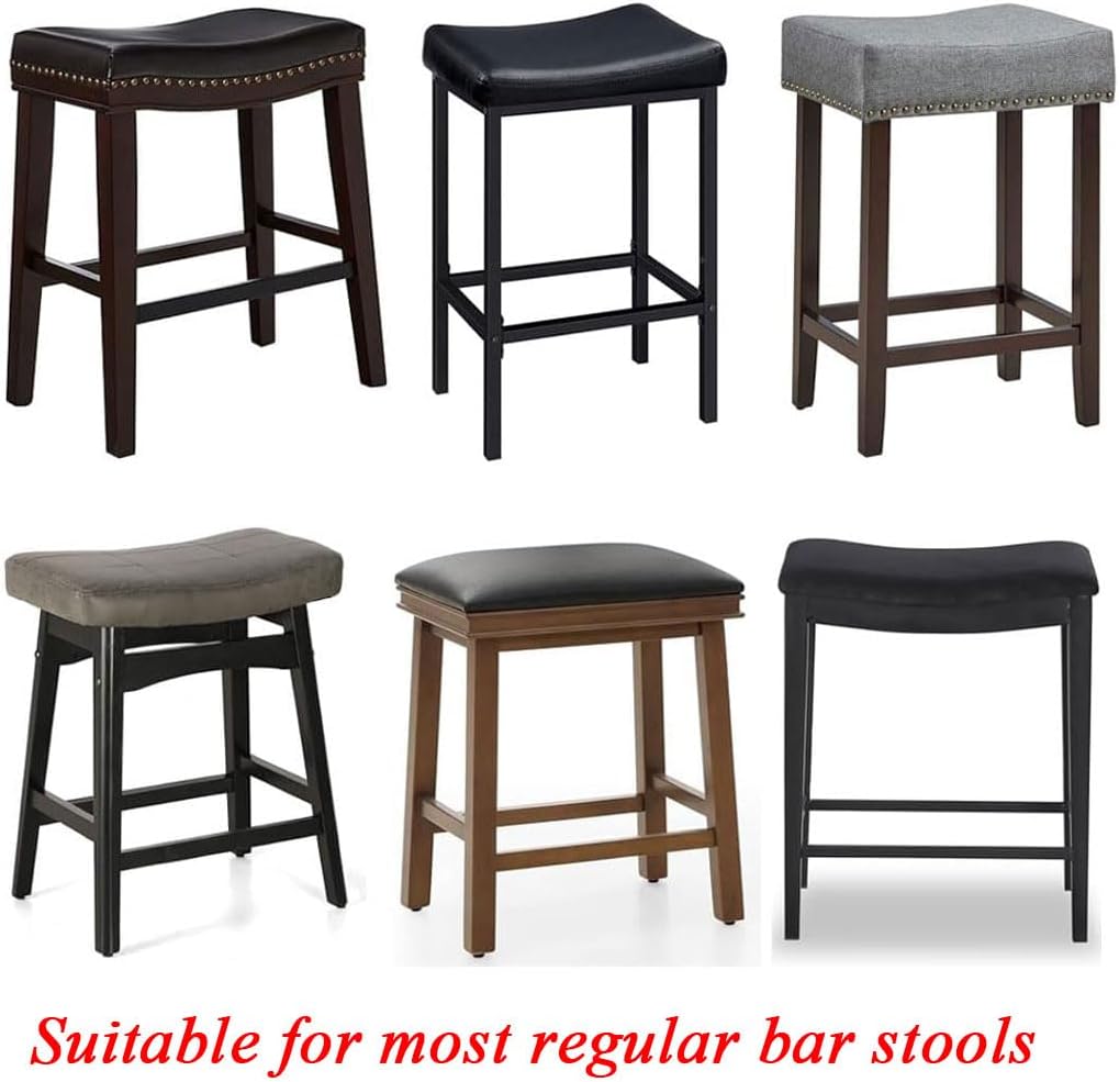 Lussenwert Set 2, 9 Stool Covers Rectangular of Stretch Printed Vanity Stool Covers Washable Saddle Bar Stool Slipcover