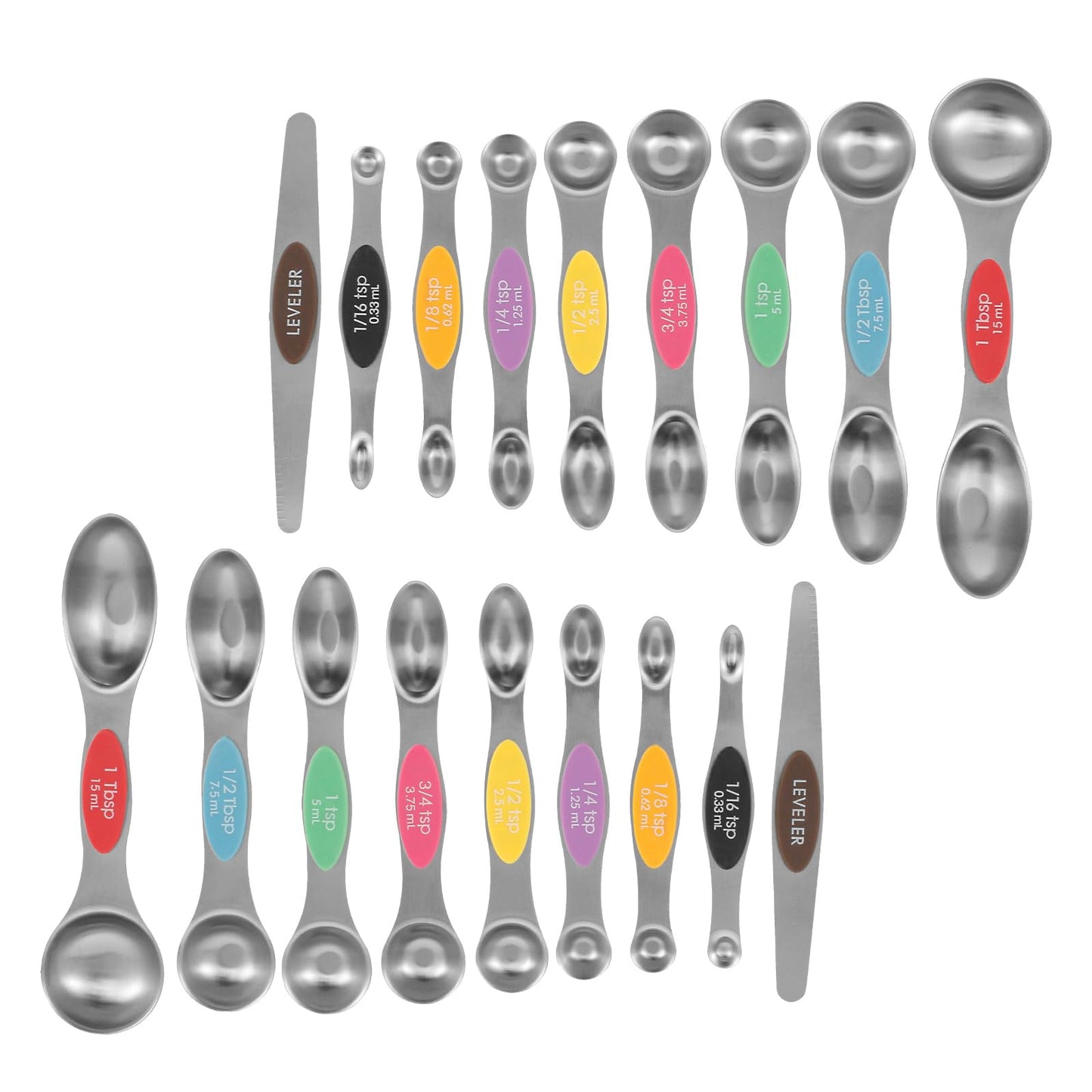 Magnetic Measuring Spoons Stainless Steel Double Sided Teaspoon Easy to Clean Measuring Spoons Nesting Teaspoons Solid Nesting Tablespoon Teaspoon for Liquid Ingredients (Colorful Set of 2)