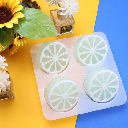 DD-life 2 Pcs 4 Cavity Lemon Slice Silicone Molds Orange Slice Silicone Molds for Handmade SoapCake Decorating DIY Fondant Candy Making Chocolate Pudding Mousse Cupcake Topper Birthday Party Moulds