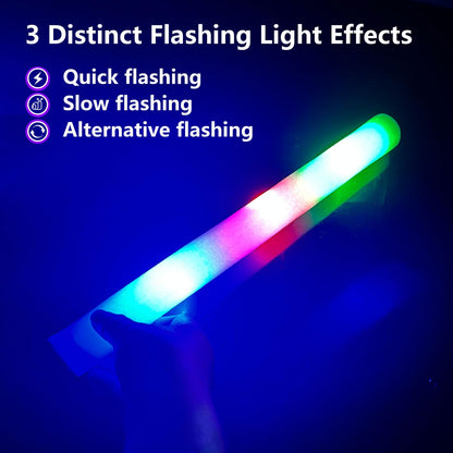 JYlanglin 156 Pack LED Foam glow sticks, glow sticks for wedding with 3 Modes Colorful Flashing, Glow Stick Bulk Party Pack for Wedding, Raves, Concert,Camping, Sporting Events, Pool Party