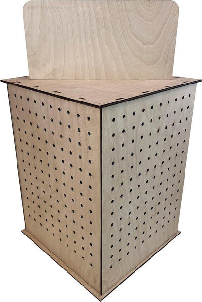 TORCHED DISPLAYS Rotating Display Stand | 22.5 x 16.76-inch | Rotating Organizer Wood Pegboard | Pegboard Display Stand for Craft Shows, Vendor Events, Jewelry, Accessories | Natural