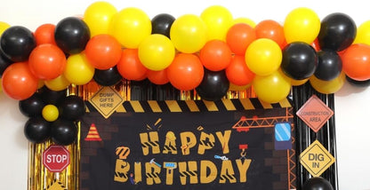 FIGEPO 96 Pack Set Construction Birthday Party Supplies Dump Truck Party Decorations Kits with Balloons Garland kit