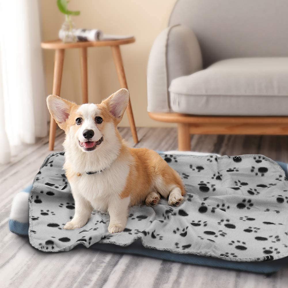 Comsmart Dog Blankets for Small Dogs, 6 Pack Puppy Blanket Cute Paw Print Pet Blanket for Dog, Puppy, Cat, Kitten, 24x28 inches