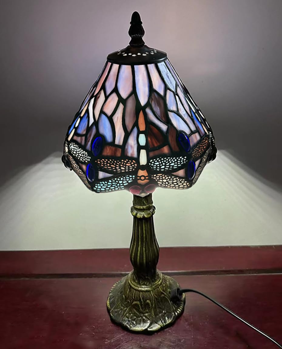DUONAYU Stained glass Dragonfly replacement lampshade.DYM9019 (Green)