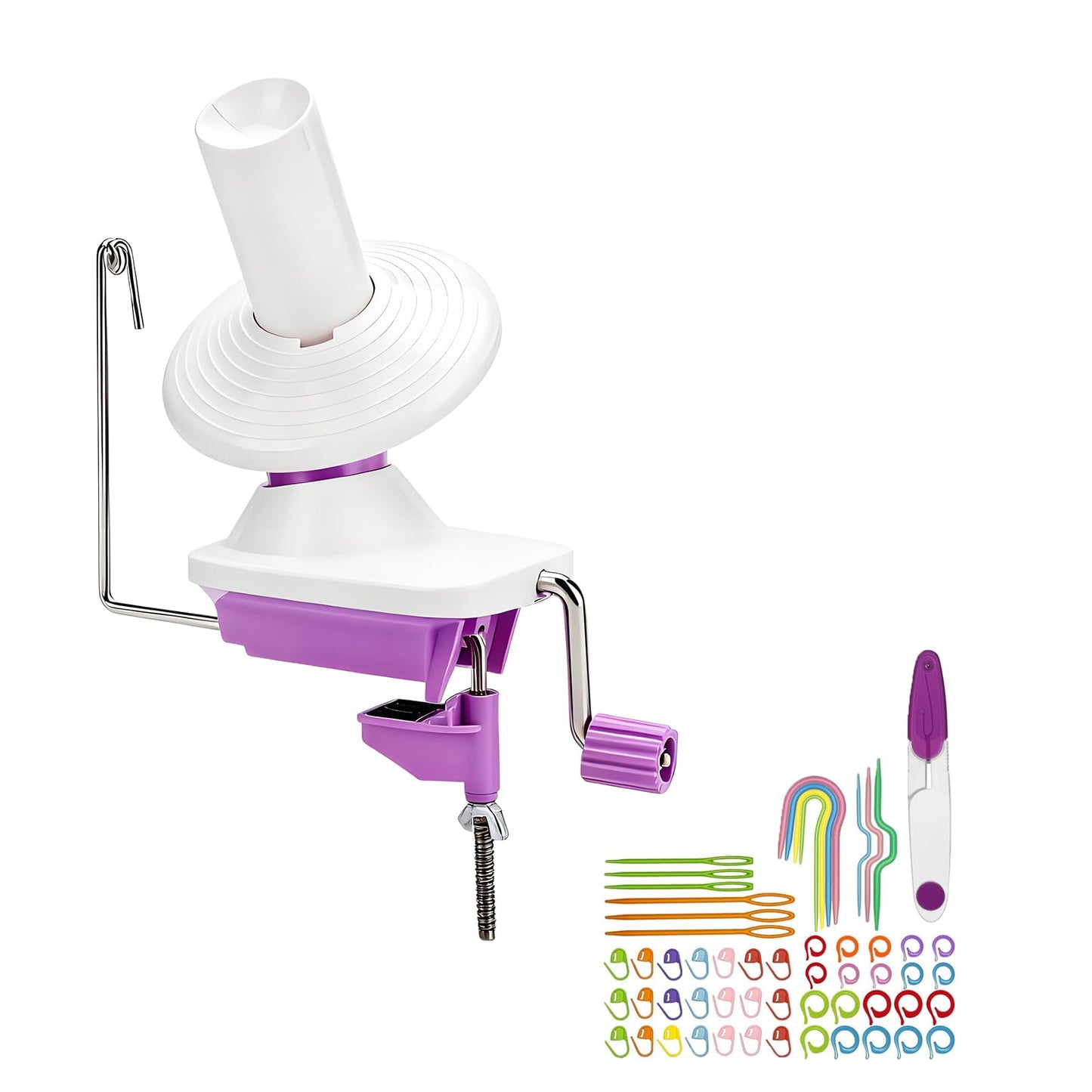 Essovee Yarn Ball Winder, Efficiently Yarn Cake Winder with Lower Noise for Crochet Knitting Combo Easy Installation 3.5 oz Portable Spinner for Crocheting Lavender Purple
