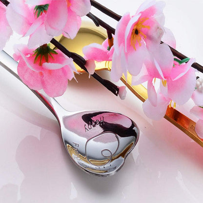 7 PCS Heart Shaped Stainless Steel Spoons, Coffee, Dessert, Ice Cream, Tea Spoons, Cute Holiday Gift (Multicolor)