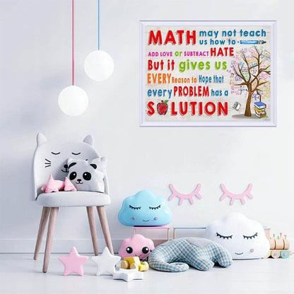 UPABLUNSO Classroom Rules Math 5D Diamond Painting by Number Kits for Adults Embroidery Cross Stitch with Diamond Set Diamond Dots Round Drill Arts Craft Home Decor 12x16 inch