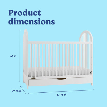 Graco Olivia 3-in-1 Convertible Crib with Drawer – Converts from Baby Crib to Toddler Bed and Daybed, GREENGUARD Gold Certified, Baby Safety Alliance Verified, Easy Assembly (White)