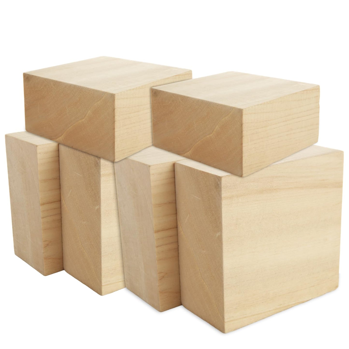 SHUESS 6 PCS 4 X 4 X 2 inch Basswood Carving Blocks Bass Wood for Wood Carving Whittling Wood Carving Blocks Wood Blocks for Carving Unfinished Wood Blocks for Adults Beginners or Expert