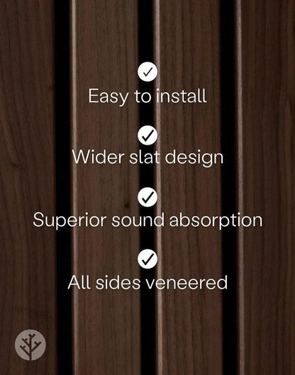 WVH Luxe American Walnut Acoustic Slat Wood Wall Panels, Measures 118.11" x 23.62", Premium Finish, Interior Decor for Walls & Ceilings, Noise Cancelling & Sound Absorbing for Home & Office, 2pcs