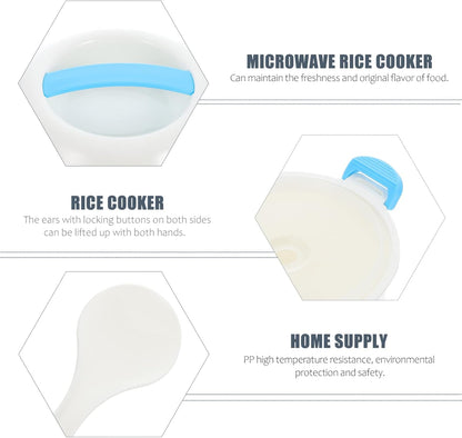 Microwave Rice Steamer Cooker with Double Vent Design for Convenient Steam Discharge, Small Rice Maker