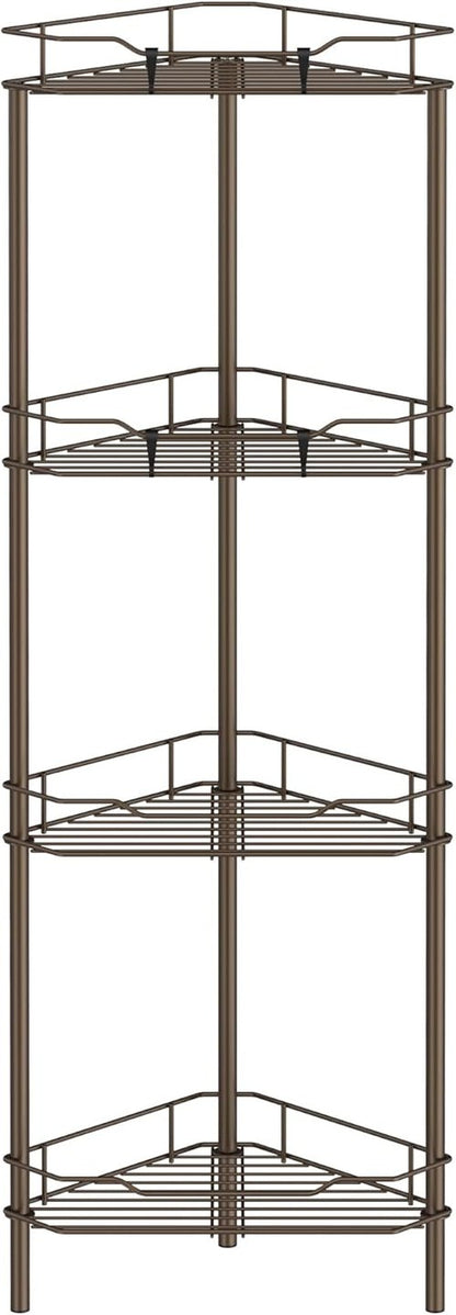 HuggieGems 4-Tier Corner Shower Caddy Organizer - Stylish Bathroom Shelf Rack in Bronze