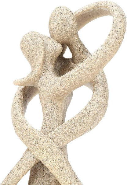 Eujgoov Handmade Sandstone Lover Figurine, Abstract Art Kiss Couple Statue, Valentine's Gift Home Wedding Decor