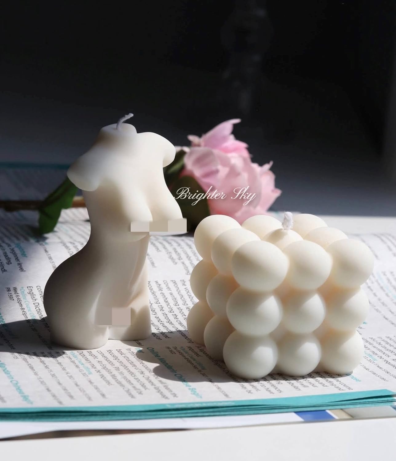 Bubble Candle and Body Candle Set - Brighter Sky | Natural Wax | Cute Candle Decor | Gift for Her | Candle Ideas |