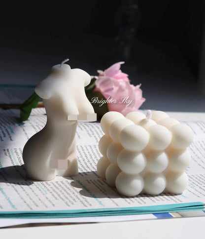 Bubble Candle and Body Candle Set - Brighter Sky | Natural Wax | Cute Candle Decor | Gift for Her | Candle Ideas |