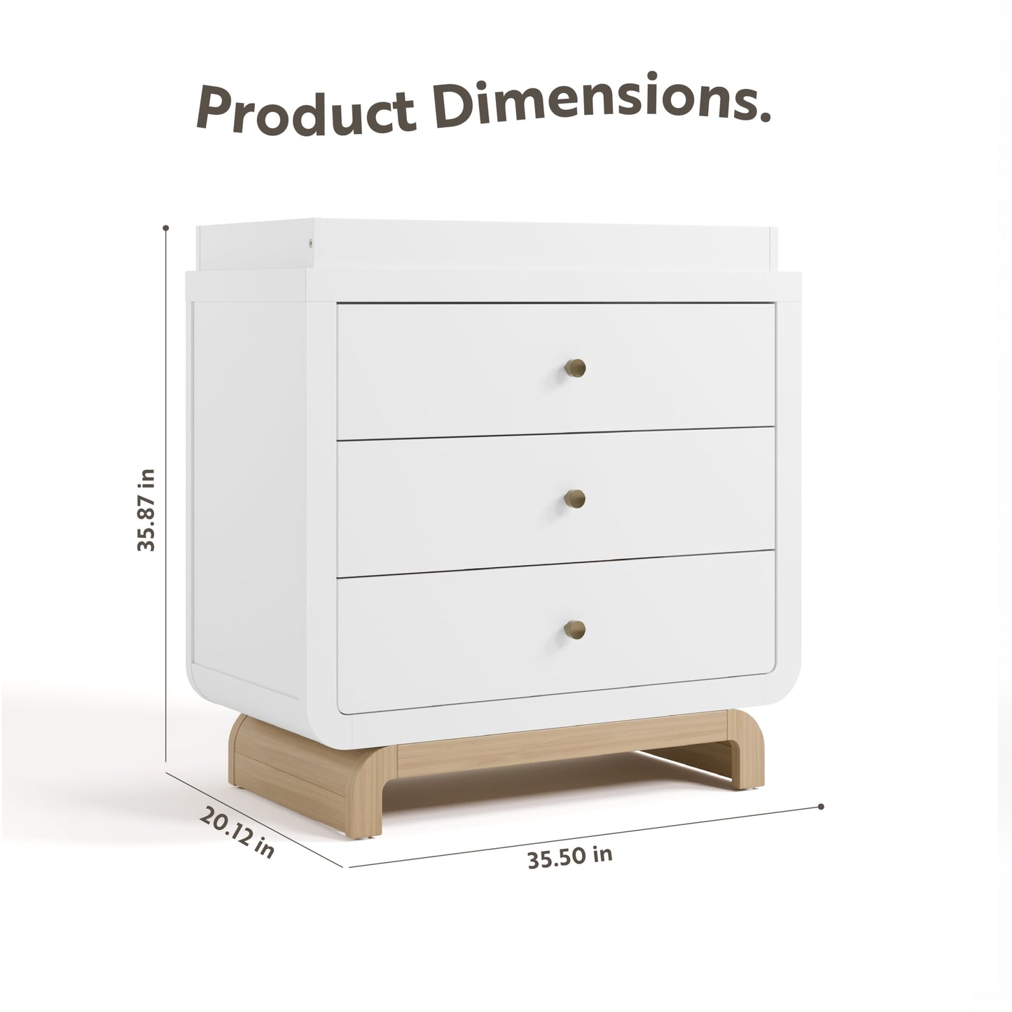 Storkcraft Santorini 3 Drawer Chest with Changing Topper (White with Driftwood) – GREENGUARD Gold Certified, Award-Winning Premium Wood Dresser for Baby & Kids Bedroom with Interlocking Drawer System