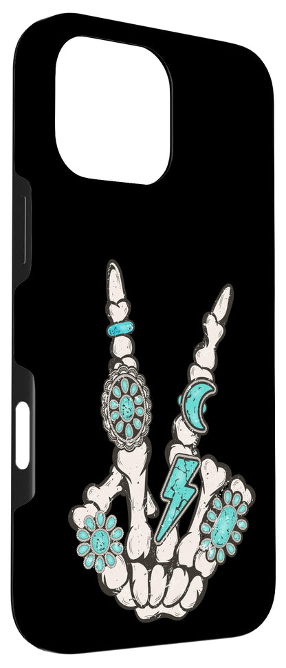 Skeleton Turquoise Hand Western Rodeo Cowboy Cowgirl Case for iPhone 16 Pro Max