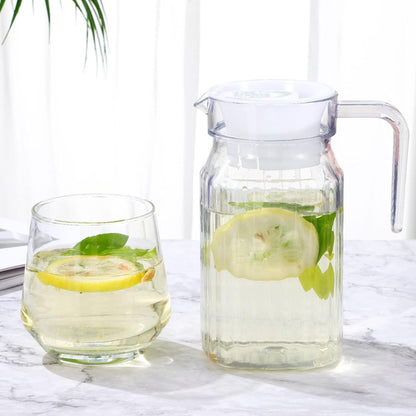 SEWACC 2 Pcs Pot Cold Water Bottle, 21oz/600mL Glass Pitcher with Lid, Covered Pitchers for Iced Tea, Fridge Jug Water