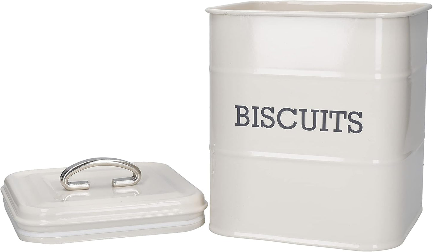 Living Nostalgia Biscuit Tin, 14.5 x 19 cm, Metal, Antique Cream