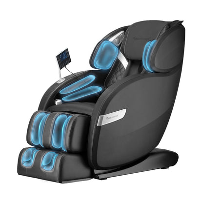 BestMassage Zero Gravity Recliner Chair, Full Body Heated Massage SL Extra Long Track Roller Chair with Bluetooth Connectivity 6 Manual Modes and 12 Automatic Modes (Black)