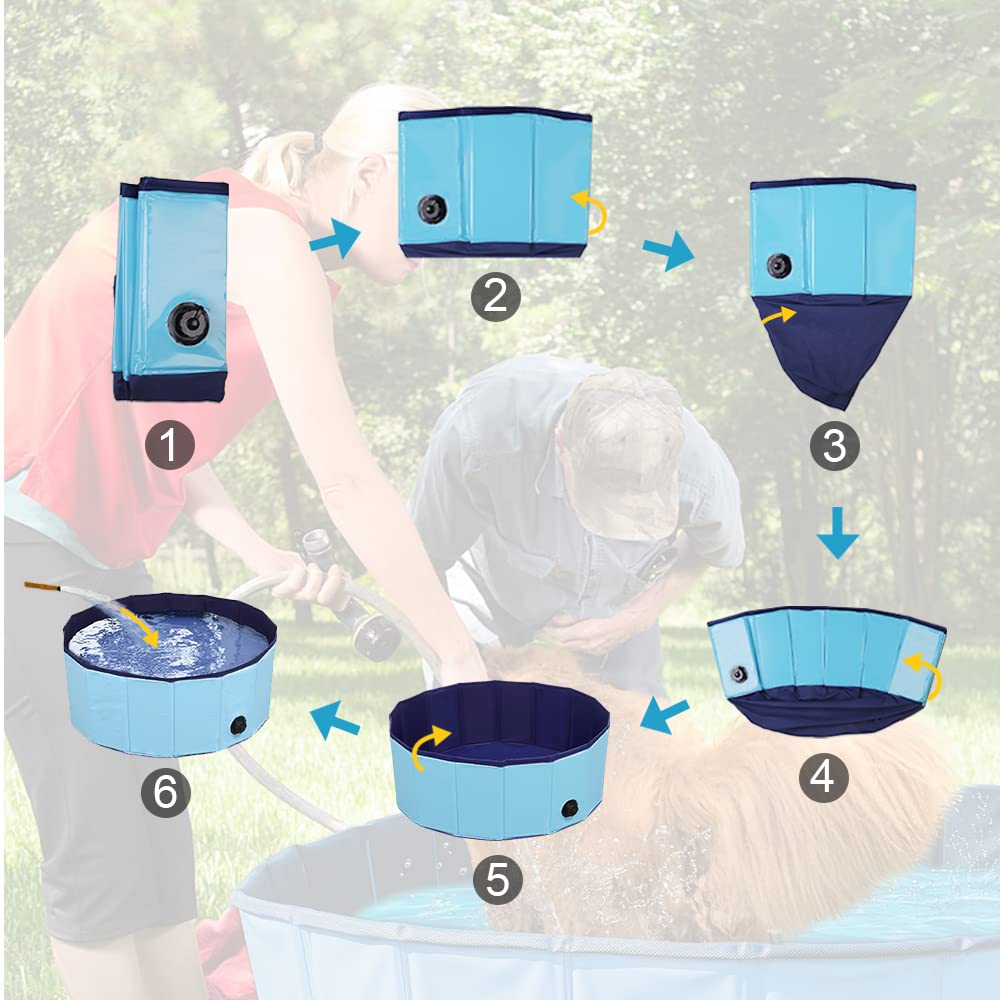 Dog Pool Foldable pet Pool Large Dog Swimming Pool pet Swimming Pool PVC Non-Slip Pool for All Kinds of Pets 63-12in