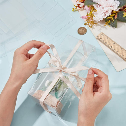 BENECREAT 15Pcs Clear PVC Gift Box, 3.15x3.15x7.08 Inch Transparent Favor Boxes with Film, Rectangle Clear Plastic Candy box for Christmas, Wedding, Party, Birthdays Favors