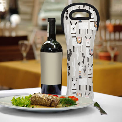 Camel Llama Wine Tote Bag - Neoprene Wine Carrier for Party, Travel, Restaurant, Alpaca Cactus Wine Accessories