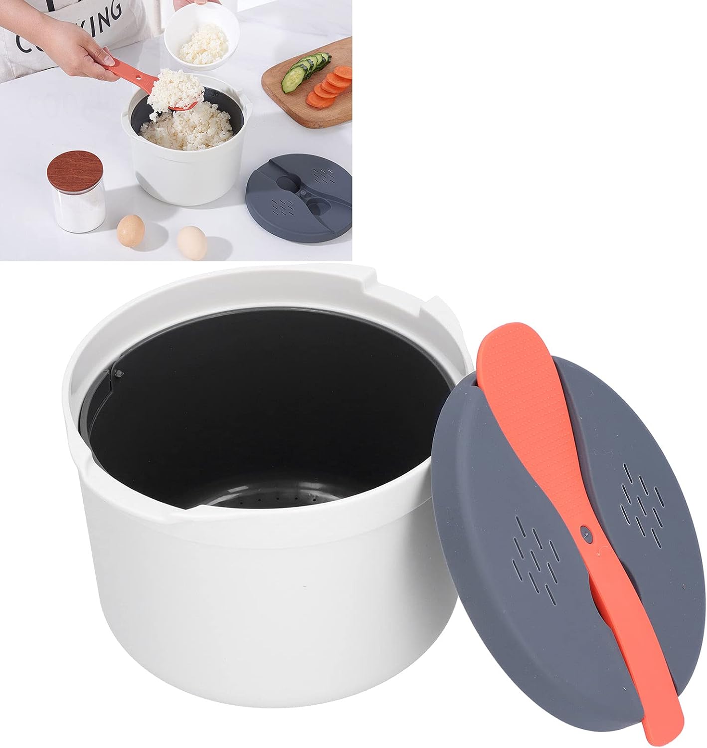 M Cuisine Microwave Rice Cooker, Small Appliances, 2 Layer Rice Steamer, High Temperature Resistant Steam Pot